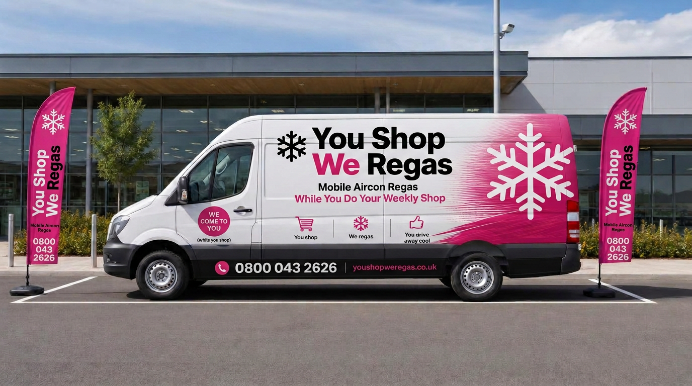 You Shop We Regas van parked in a supermarket car park